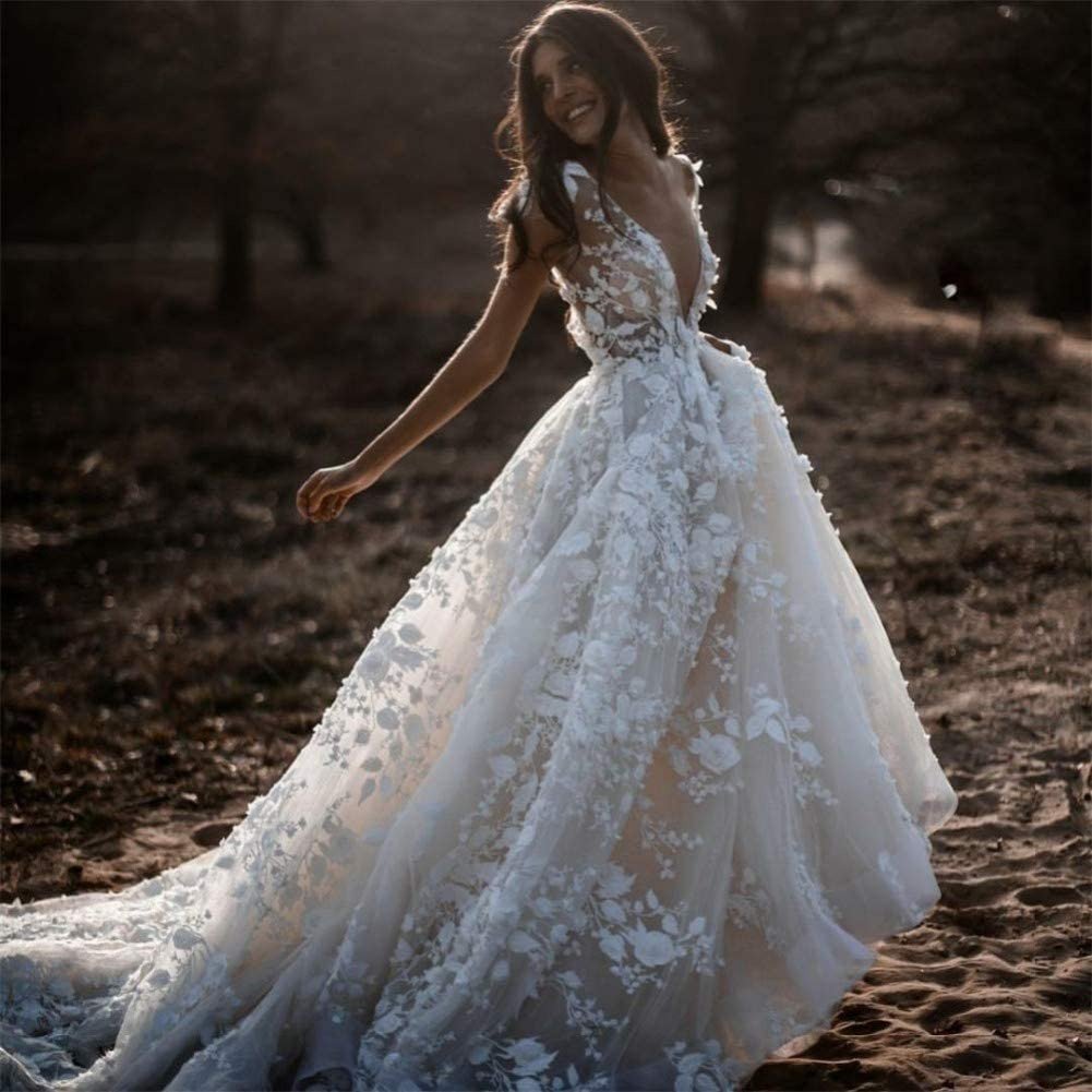  SWEETQT Bridal wedding dress-Sexy Bohemian Wedding Dress